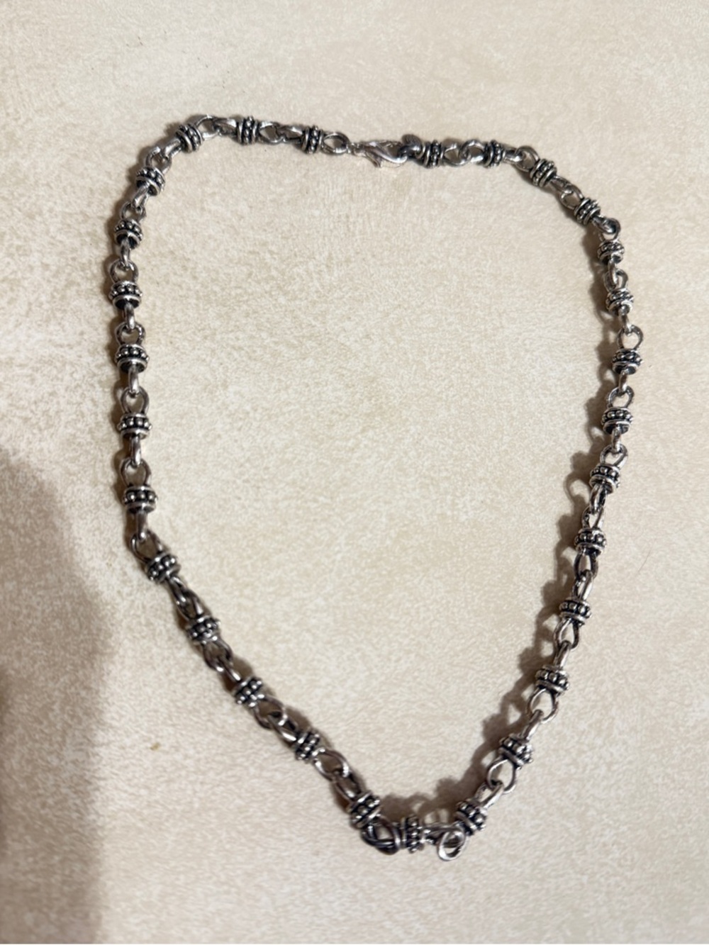 Premier Designs “Lauren” Silver Tone Beaded Link Necklace 18" Antiqued